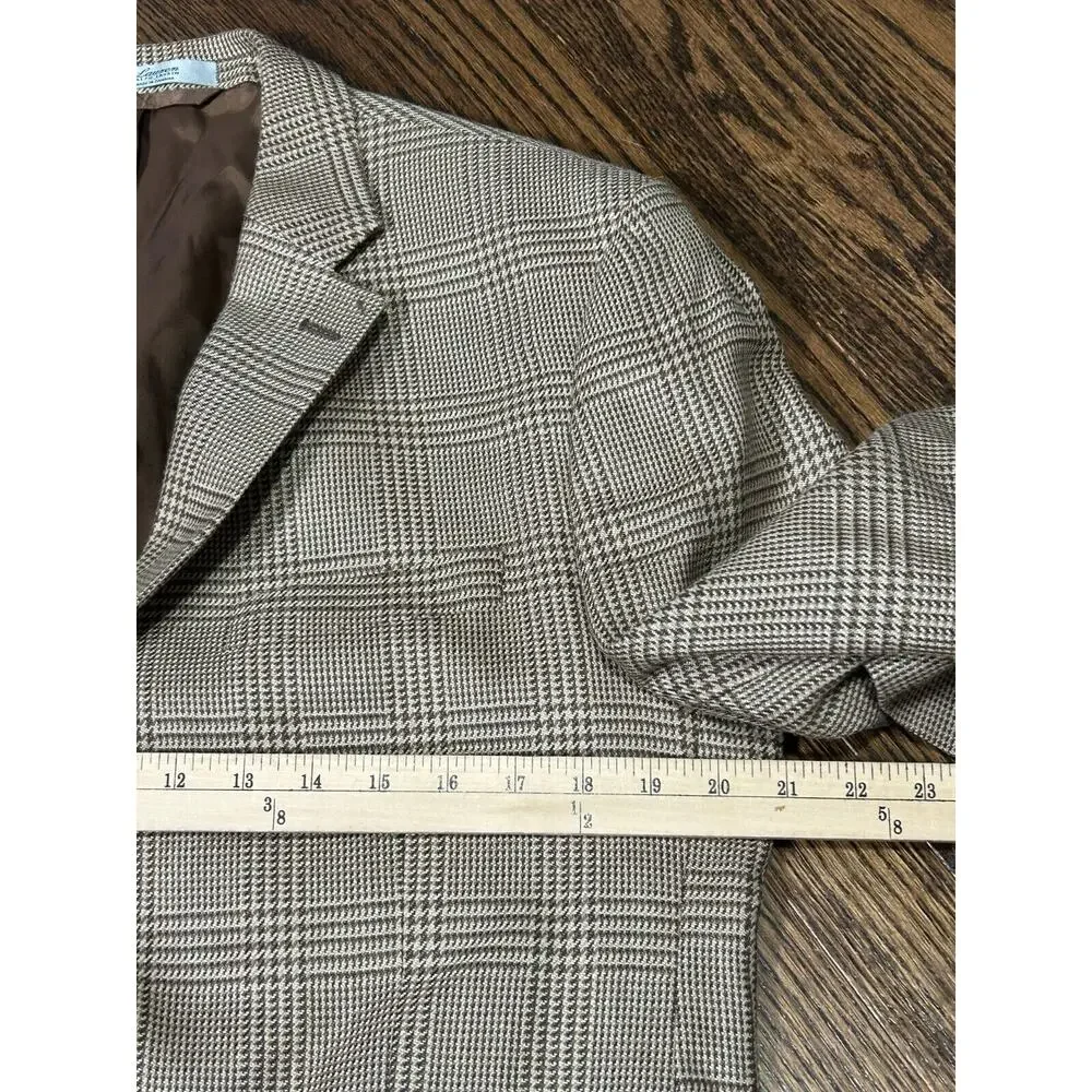 Lauren Ralph Lauren Mens Silk Wool Brown Plaid Classic Sport Blazer Coat‎ Sz 42L